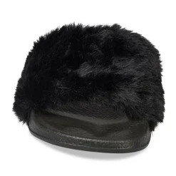 Chaussons NOIR Fille Motif Fausse Fourrure