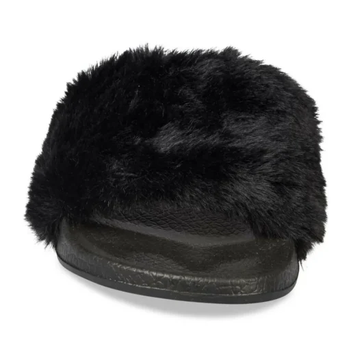 Chaussons NOIR Fille Motif Fausse Fourrure