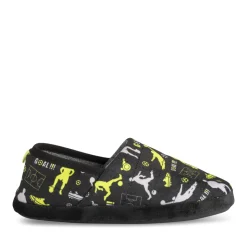 Chaussons NOIR Garçon Motif Animal A Enfiler