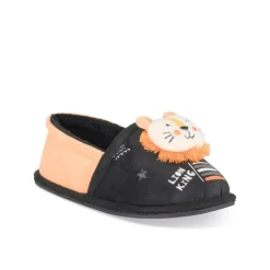 Chaussons NOIR Garçon Motif Animal A Enfiler