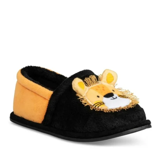 Chaussons NOIR Garçon Motif Animal A Enfiler