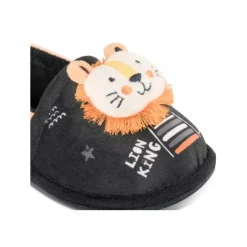 Chaussons NOIR Garçon Motif Animal A Enfiler