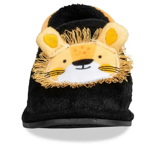 Chaussons NOIR Garçon Motif Animal A Enfiler