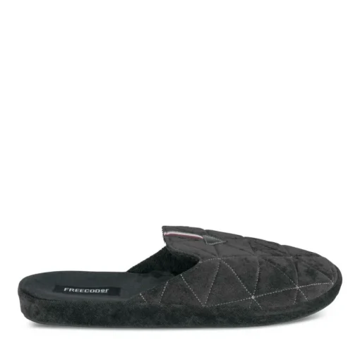 Chaussons NOIR Homme Motif Uni A Enfiler