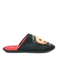 Chaussons NOIR Homme Motif Uni A Enfiler