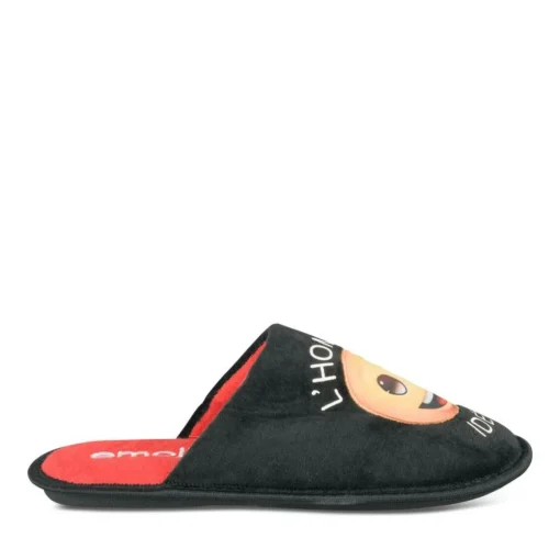 Chaussons NOIR Homme Motif Uni A Enfiler