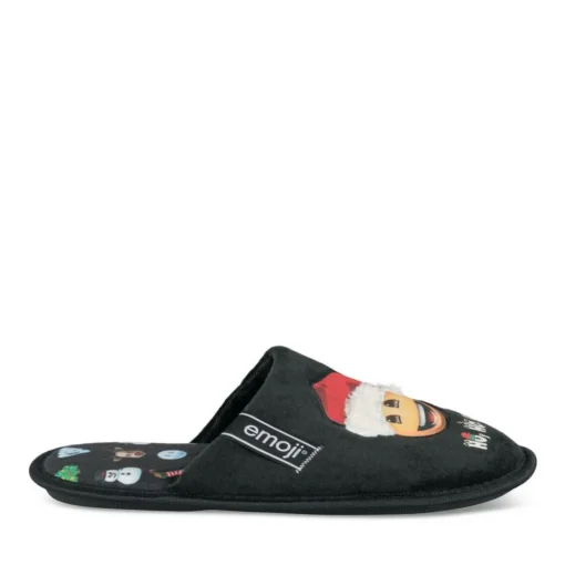 Chaussons NOIR Homme Motif Uni A Enfiler