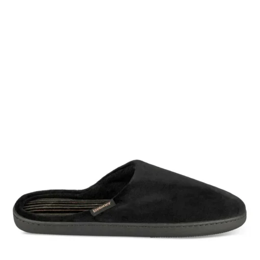 Chaussons NOIR Homme Motif Uni A Enfiler