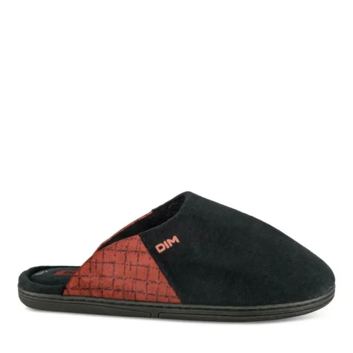 Chaussons NOIR Homme Motif Uni A Enfiler