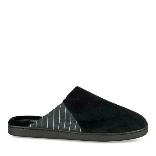 Chaussons NOIR Homme Motif Uni A Enfiler