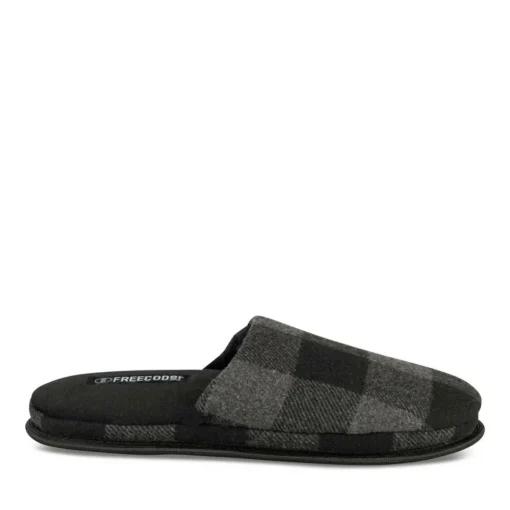 Chaussons NOIR Homme Motif Uni A Enfiler