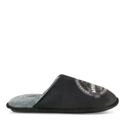 Chaussons NOIR Homme Motif Uni A Enfiler