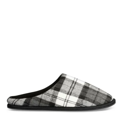 Chaussons NOIR Homme Motif Carreaux A Enfiler