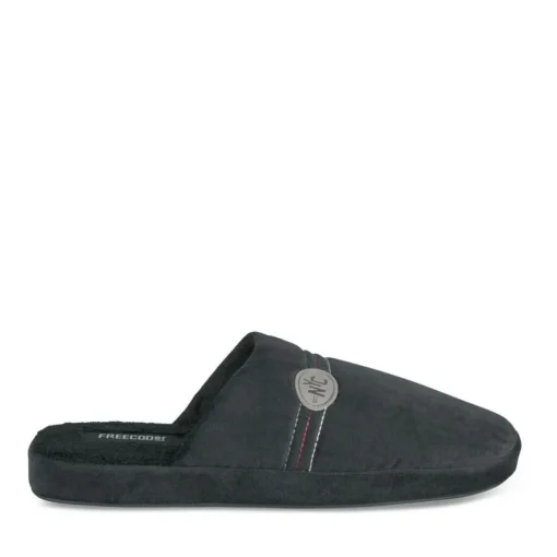 Chaussons NOIR Homme Motif Uni A Enfiler