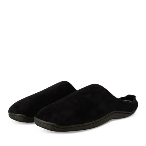 Chaussons NOIR Homme Motif Uni A Enfiler