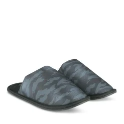 Chaussons NOIR Homme Motif Camouflage A Enfiler