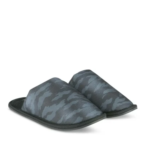 Chaussons NOIR Homme Motif Camouflage A Enfiler