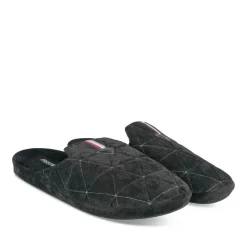 Chaussons NOIR Homme Motif Uni A Enfiler