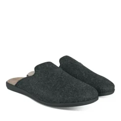 Chaussons NOIR Homme Motif Uni A Enfiler