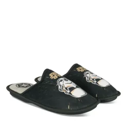 Chaussons NOIR Homme Motif Uni A Enfiler
