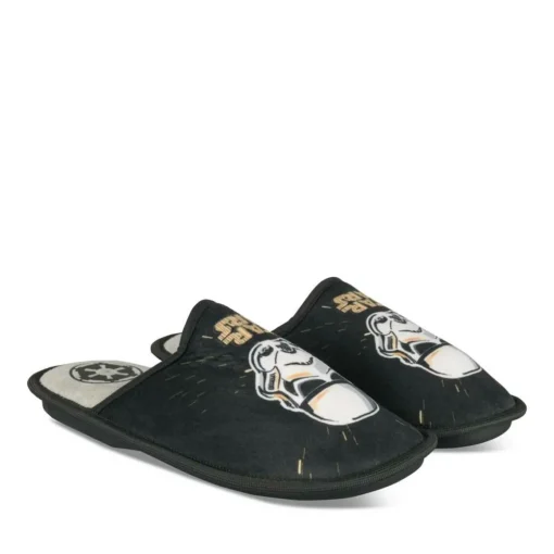 Chaussons NOIR Homme Motif Uni A Enfiler