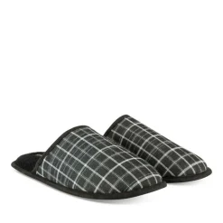 Chaussons NOIR Homme Motif Carreaux A Enfiler