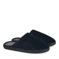 Chaussons NOIR Homme Motif Rayures A Enfiler