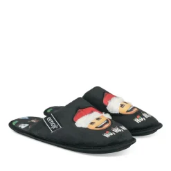 Chaussons NOIR Homme Motif Uni A Enfiler