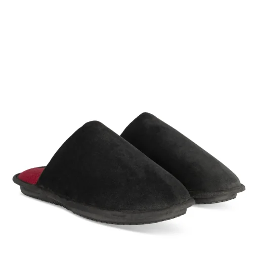 Chaussons NOIR Homme Motif Uni A Enfiler