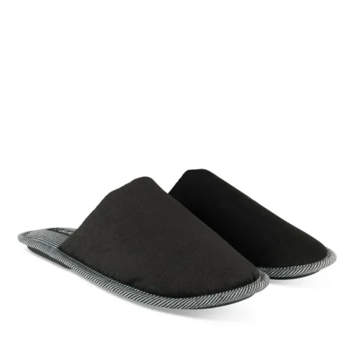 Chaussons NOIR Homme Motif Uni A Enfiler
