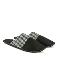 Chaussons NOIR Homme Motif Carreaux A Enfiler