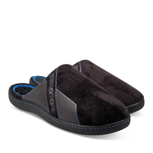 Chaussons NOIR Homme Motif Uni A Enfiler