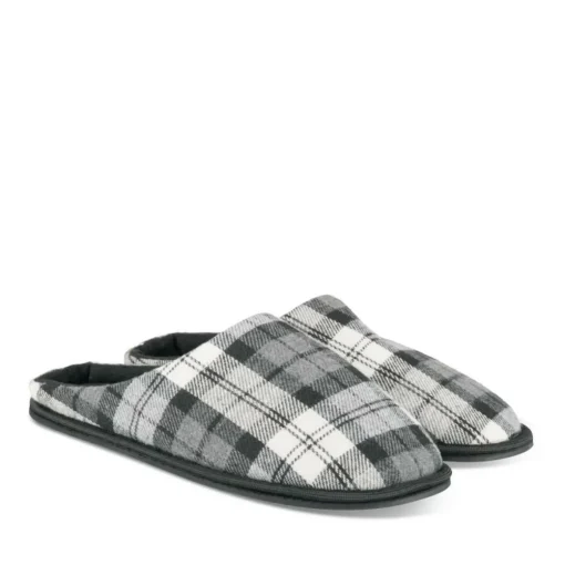 Chaussons NOIR Homme Motif Carreaux A Enfiler