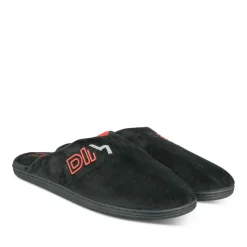 Chaussons NOIR Homme Motif Uni A Enfiler