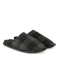 Chaussons NOIR Homme Motif Carreaux A Enfiler