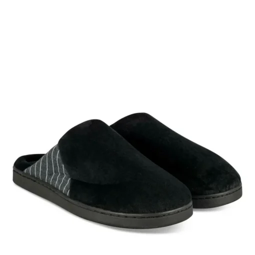Chaussons NOIR Homme Motif Uni A Enfiler