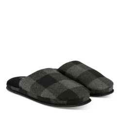 Chaussons NOIR Homme Motif Uni A Enfiler