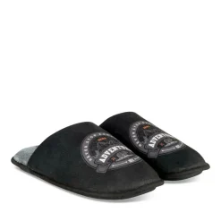 Chaussons NOIR Homme Motif Uni A Enfiler