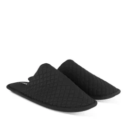 Chaussons NOIR Homme Motif Uni A Enfiler