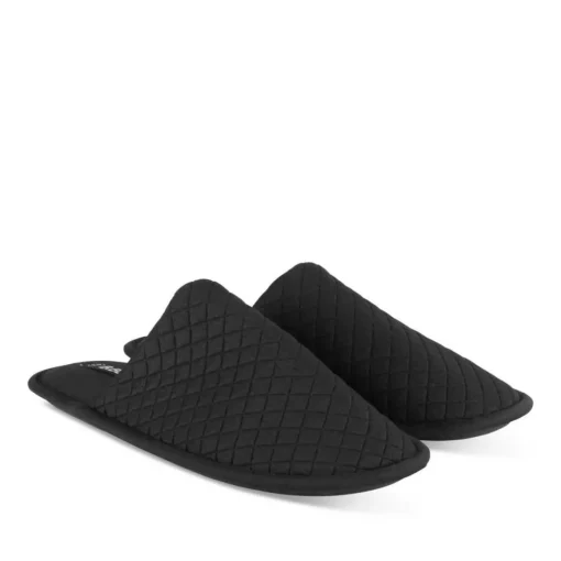 Chaussons NOIR Homme Motif Uni A Enfiler