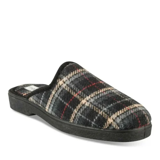 Chaussons NOIR Homme Motif Uni A Enfiler