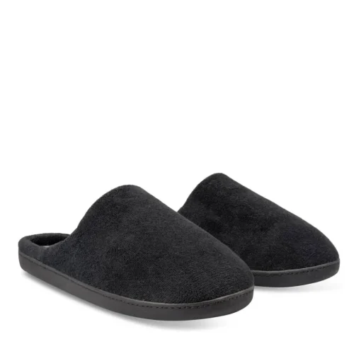 Chaussons NOIR Homme Motif Uni A Enfiler