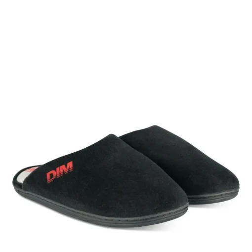 Chaussons NOIR Homme Motif Uni A Enfiler
