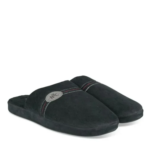 Chaussons NOIR Homme Motif Uni A Enfiler