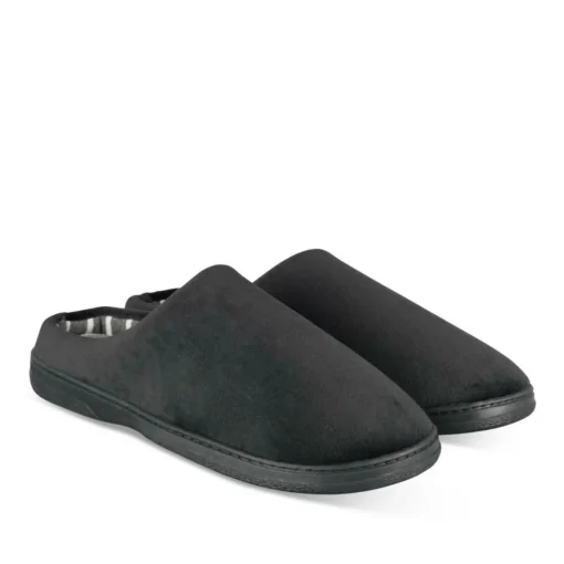 Chaussons NOIR Homme Motif Uni A Enfiler