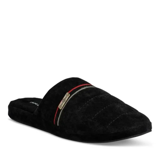 Chaussons NOIR Homme Motif Uni A Enfiler