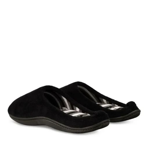 Chaussons NOIR Homme Motif Uni A Enfiler