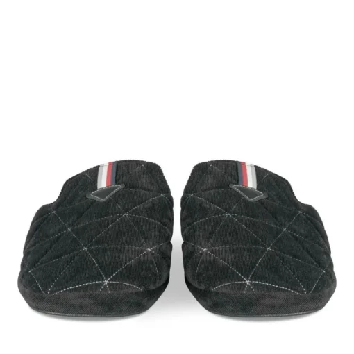 Chaussons NOIR Homme Motif Uni A Enfiler