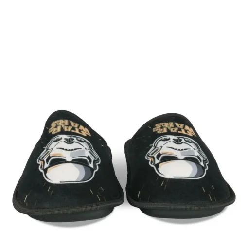 Chaussons NOIR Homme Motif Uni A Enfiler
