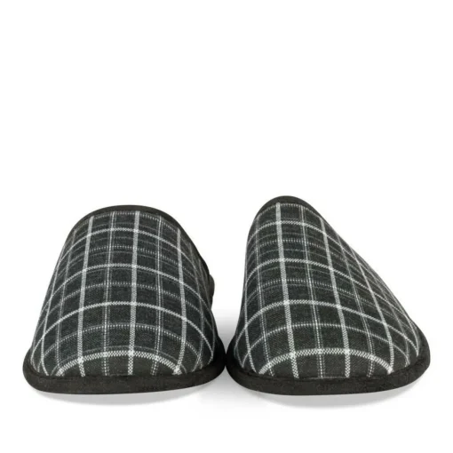 Chaussons NOIR Homme Motif Carreaux A Enfiler